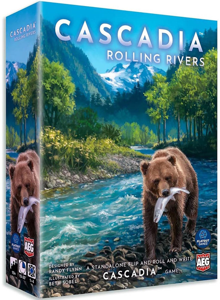Alderac entertainment group cascadia Rolling Rivers - Jeu de dés - Jeu de flip-roll-and-write - Jeu de société - Anglais