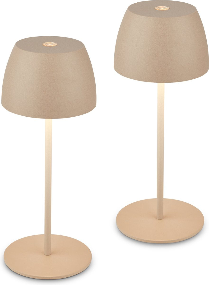 Briloner - lot de 2 mini lampes de table - lampes d'extérieur rechargeables - ip44 - lumière blanc chaud 2 700 k - dimmable - avec USB-C - beige - 8 x 20 cm