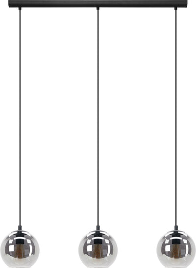 Lampe à suspension Eglo ariscani - e27 - 76,5 cm - noir - verre fumé