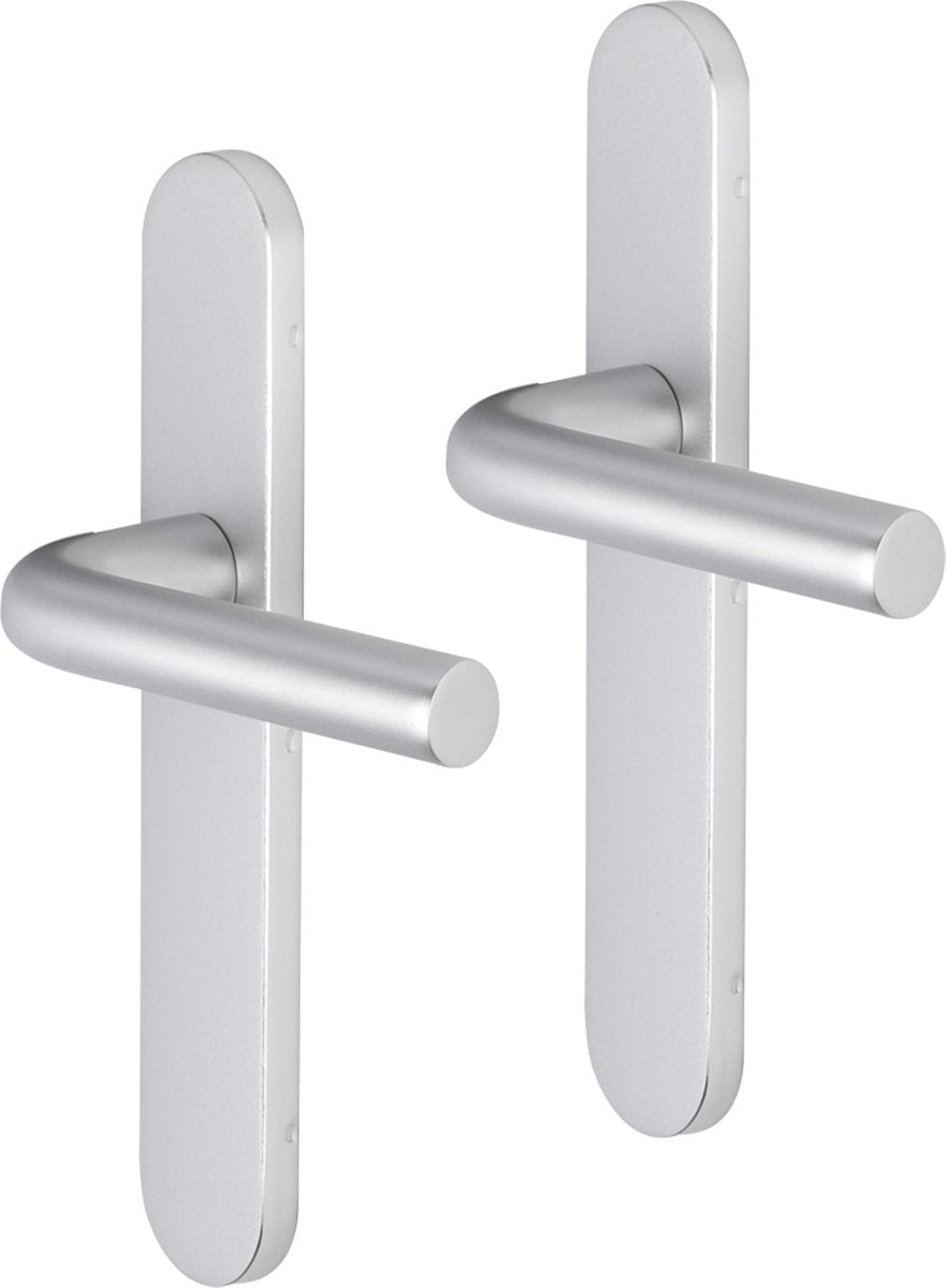 Poignée de porte Impresso - Bolton - pour l'intérieur - bouclier de porte ovale - aluminium - 2 pièces