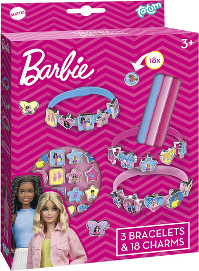 Fabrication de bracelets Totum Barbie 3 curseurs avec 18 breloques - jouets pour filles à partir de 3 ans - ensemble de bijoux artisanaux pour tout-petits