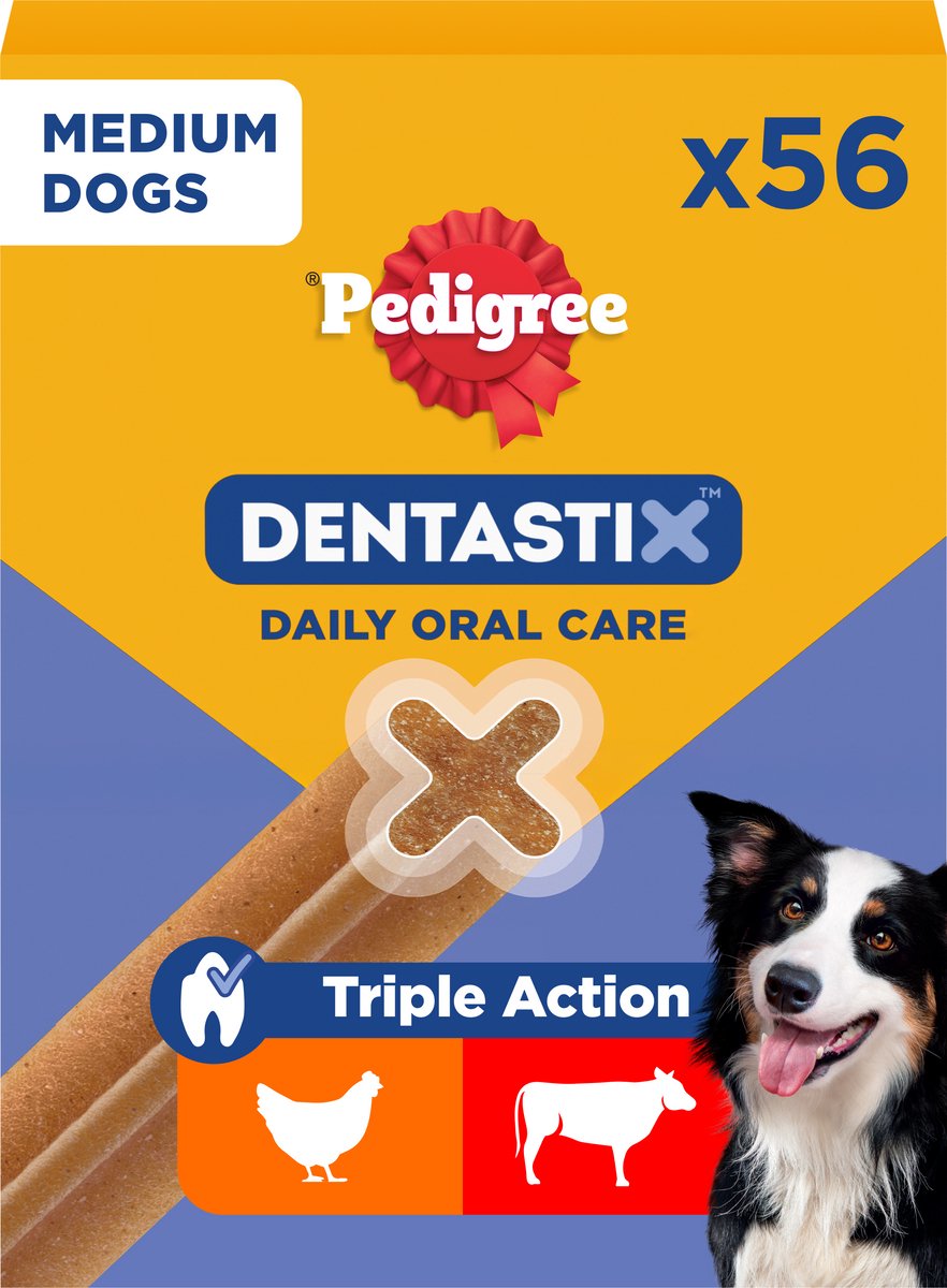 Pedigree dentastix bâton à mâcher moyen - collation pour chien de soins dentaires - 56 pièces