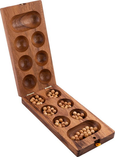 Longfield awalé - taille grand - jeu de stratégie africain en bois - jeu de société mancala pour 2 joueurs - bois d'acacia écologique - coeur d'ange
