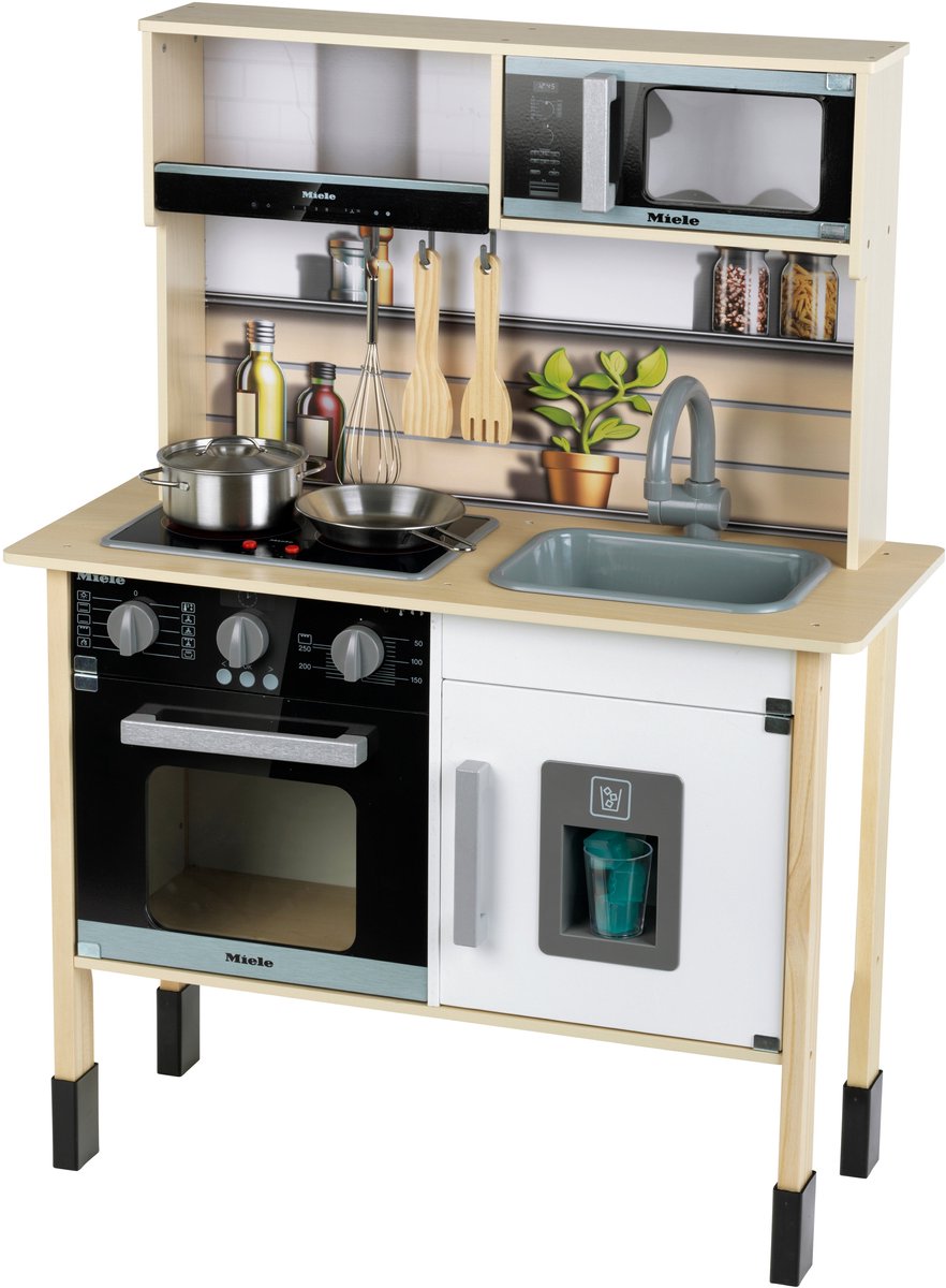 Klein Toys - Cuisine de jeu miele - plan de travail 55 cm de haut - incl. effets lumineux et sonores - bois