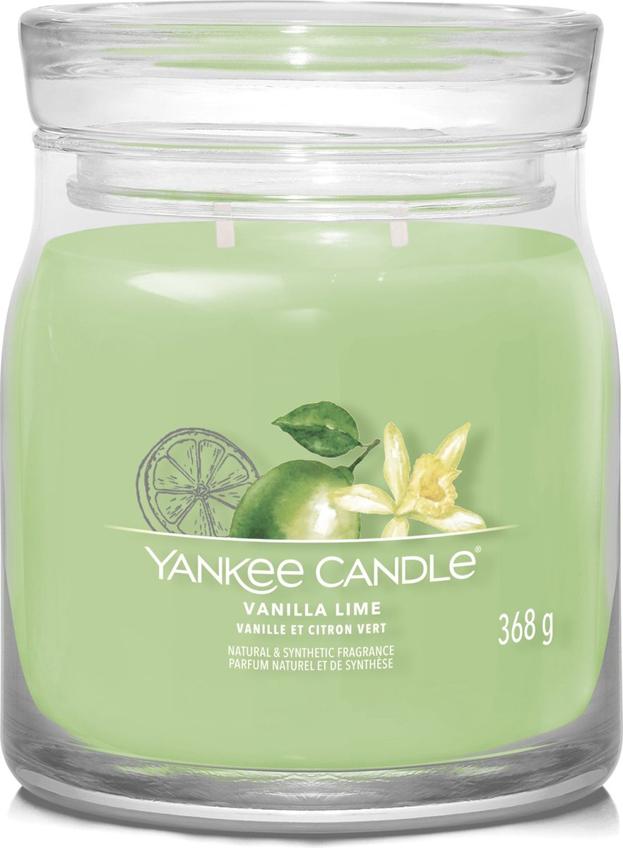 Bougie Yankee - bougie parfumée moyenne vanille citron vert - 50 heures de combustion - 2 mèches