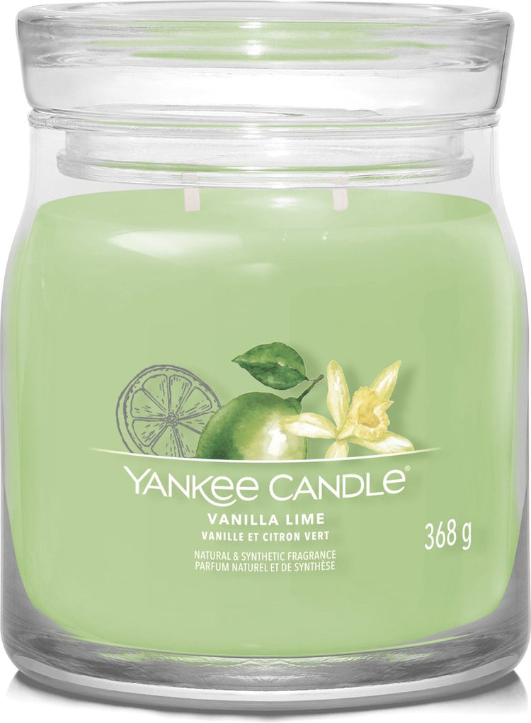 Bougie Yankee - bougie parfumée moyenne vanille citron vert - 50 heures de combustion - 2 mèches