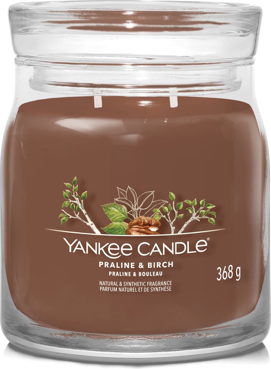 Bougie Yankee - bougie parfumée moyenne bouleau praliné - 50 heures de combustion - 2 mèches