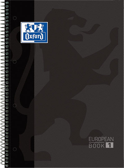 Livre européen d'Oxford school - cahier - bord coloré - a4+ - diamant 5mm - 80 feuilles - 4 trous - couverture rigide - noir