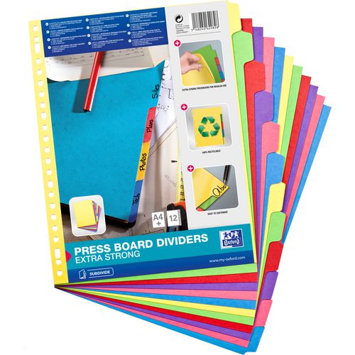Onglets oxford a4+ 245 x 308 mm 12 pièces assortis