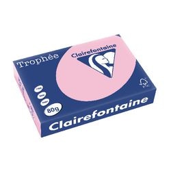 Papier coloré trophée clairefontaine 1973 80g m2 a4 rose pastel