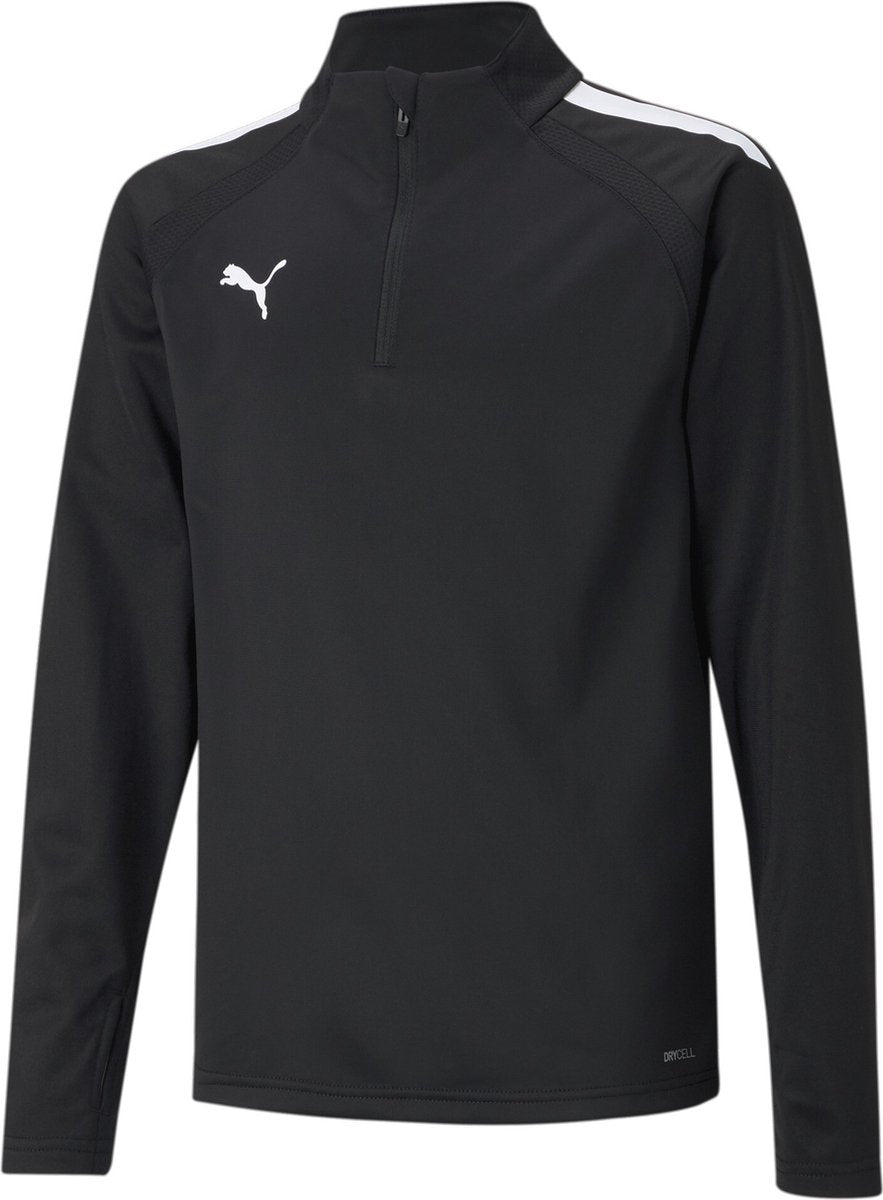 Puma teamliga 1 4 zip top jr maillot de sport unisexe - noir-blanc