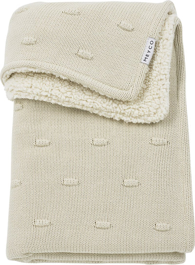 Meyco couverture de berceau en peluche avec nœuds pour bébé - sable doux - 75x100cm - 2,0 tog