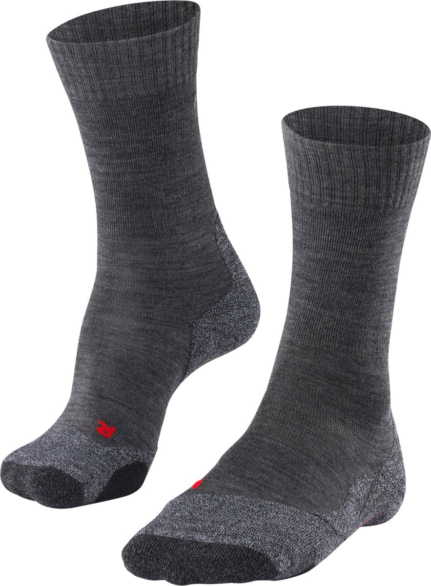 Falke tk2 chaussettes de marche en laine épaisse anti-ampoules en matériau fonctionnel hommes gris - taille 39-41