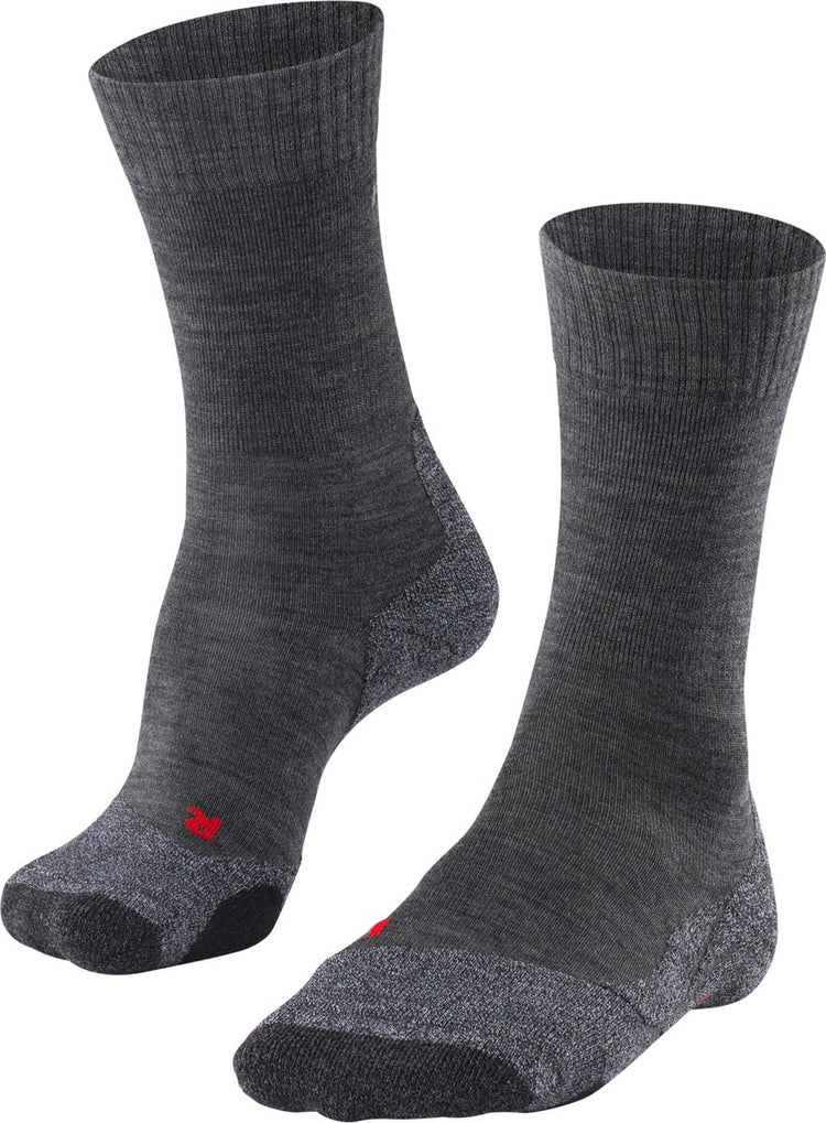 Falke tk2 chaussettes de marche en laine épaisse anti-ampoules en matériau fonctionnel hommes gris - taille 39-41