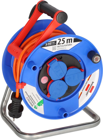 Brennerstuhl 1218740 enrouleur de câble 25 m fiche de terre orange