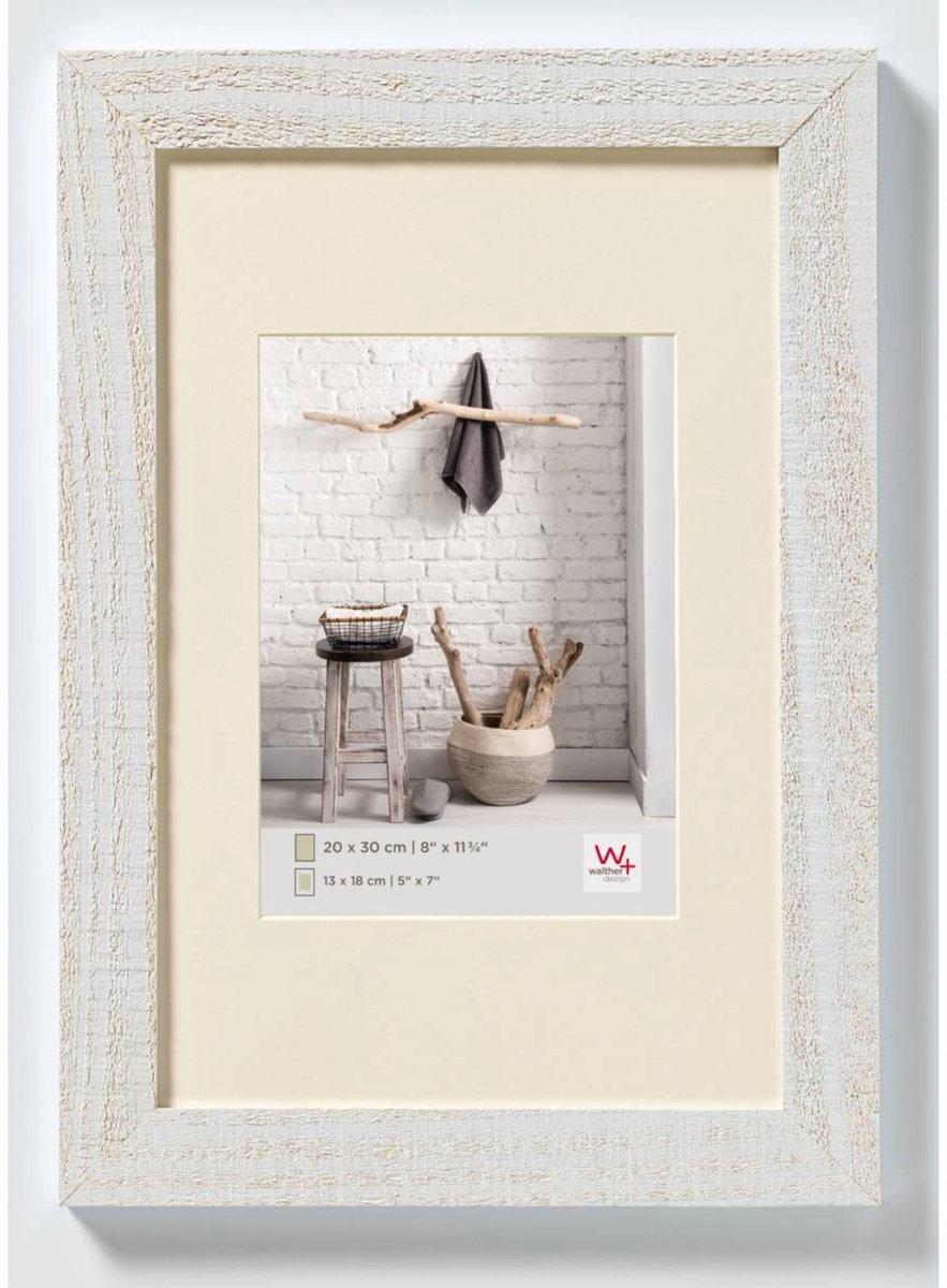 Walther home - cadre en bois - format photo 20x30 cm - blanc polaire