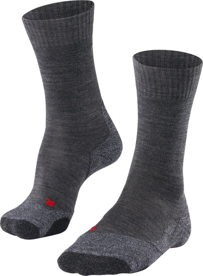 Falke tk2 chaussettes de marche en laine épaisse anti-ampoules en matériau fonctionnel hommes gris - taille 42-43