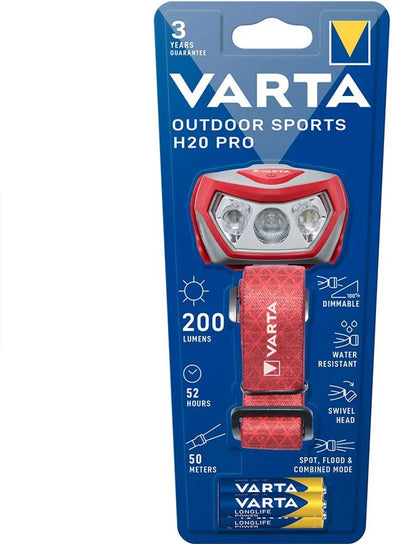 Varta lampe frontale sports de plein air h20 pro - rouge