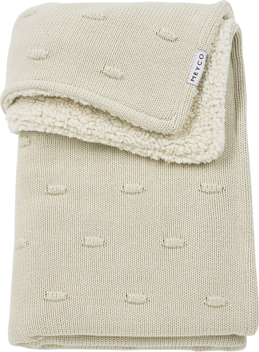 Meyco couverture de berceau en peluche avec nœuds pour bébé - sable doux - 100x150cm - 2,0 tog