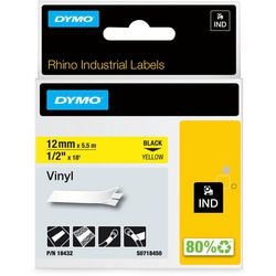 Rubans rhino dymo vinyle 12x5.5mm jaune