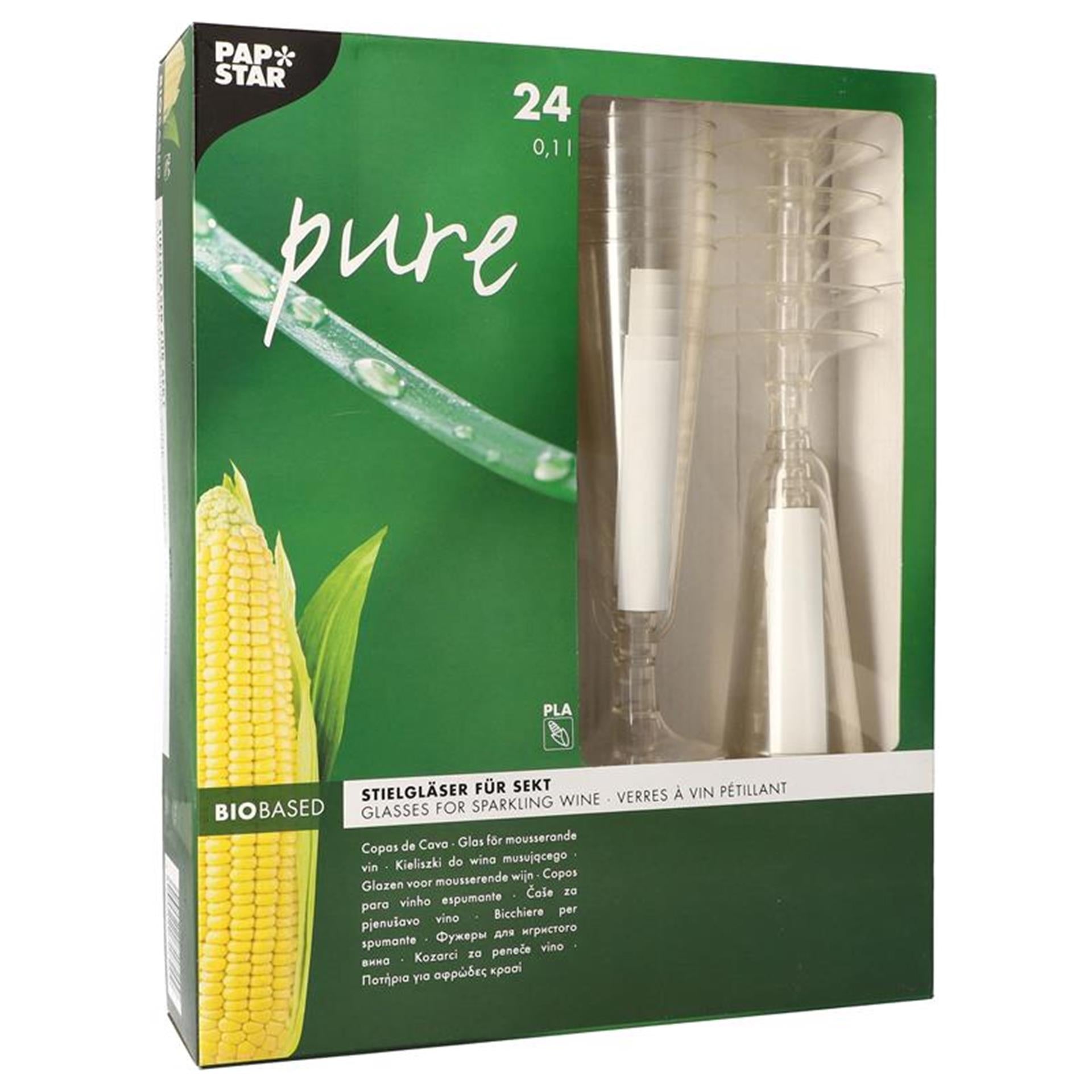 Papstar verres à vin pur 100ml pla clair 24 pcs