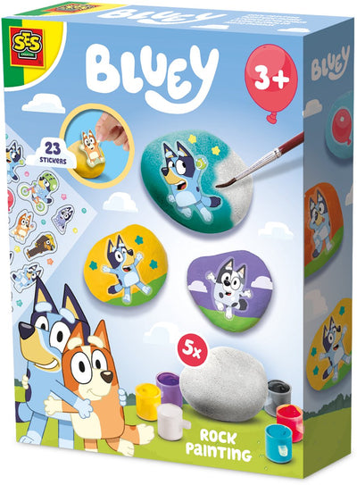 Ses creative bluey - peindre des pierres - pierres joyeuses - bricolage - pour les enfants à partir de 3 ans - 5 pierres et 23 autocollants