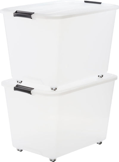 Coffre de rangement Iris topbox - 60l - plastique - avec roulettes - lot de 2