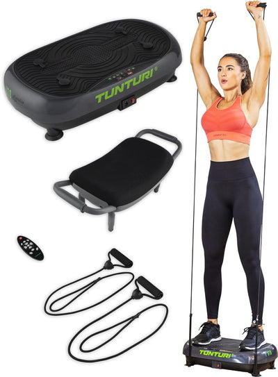 Plateforme vibrante Tunturi cardio fit v10 - incl. fauteuil de fitness - plaque vibrante - 30 vitesses - 3 programmes - vibration - incl. application de remise en forme gratuite