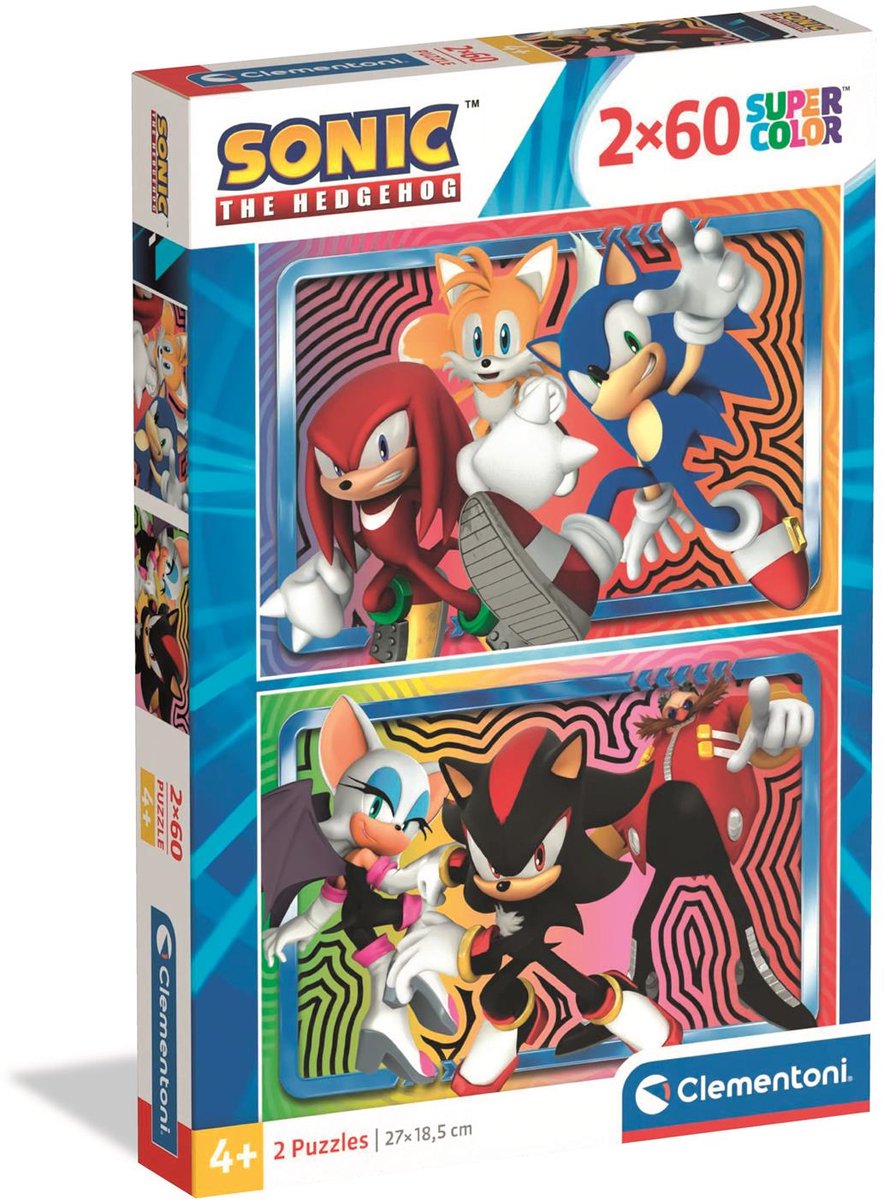 Clementoni - puzzle - 2x60 pièces - sonic - puzzle pour enfants - à partir de 4 ans