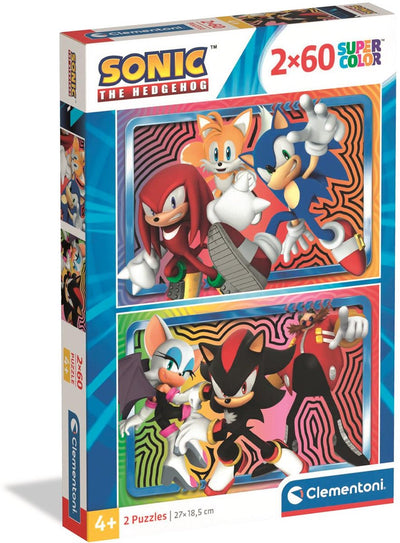 Clementoni - puzzle - 2x60 pièces - sonic - puzzle pour enfants - à partir de 4 ans