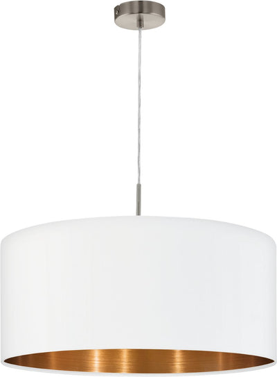 Eglo pastri - suspension - 1 lumière - ø53 cm - nickel mat - blanc - cuivre