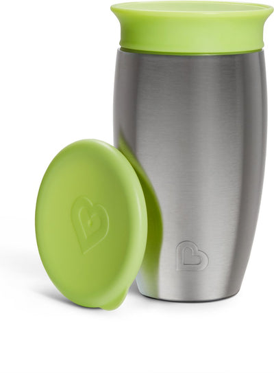 Gobelet Munchkin en acier inoxydable - gobelet miracle® 360° - refroidit jusqu'à 10 heures - gobelet anti-fuite - 266 ml - vert - à partir de 12 mois