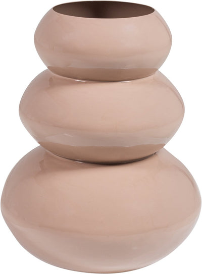 Vase Woood tera - métal - rose clair brillant - 35x28x28