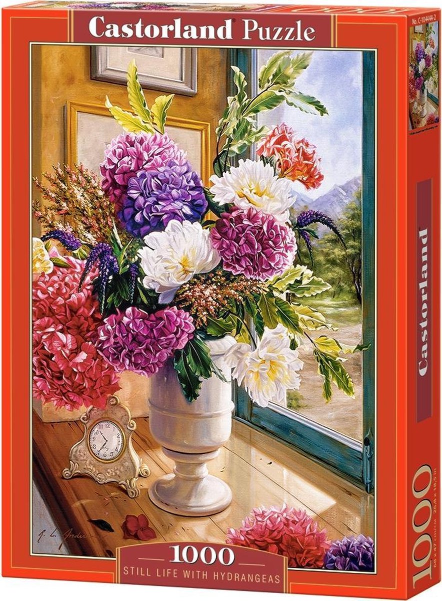 Castorland nature morte aux hortensias – puzzle – 1 000 pièces – finition satinée – ajustement parfait – qualité européenne