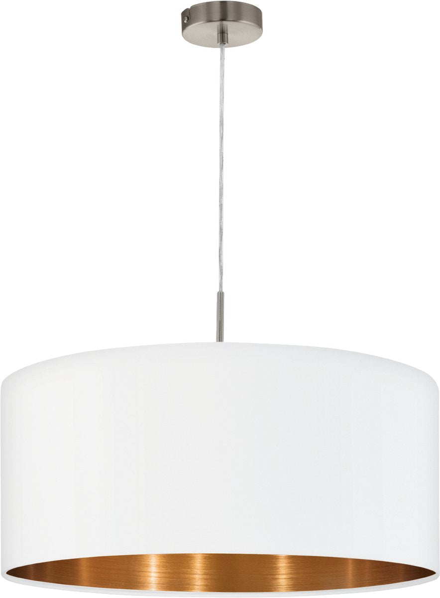 Eglo pastri - suspension - 1 lumière - ø53 cm - nickel mat - blanc - cuivre