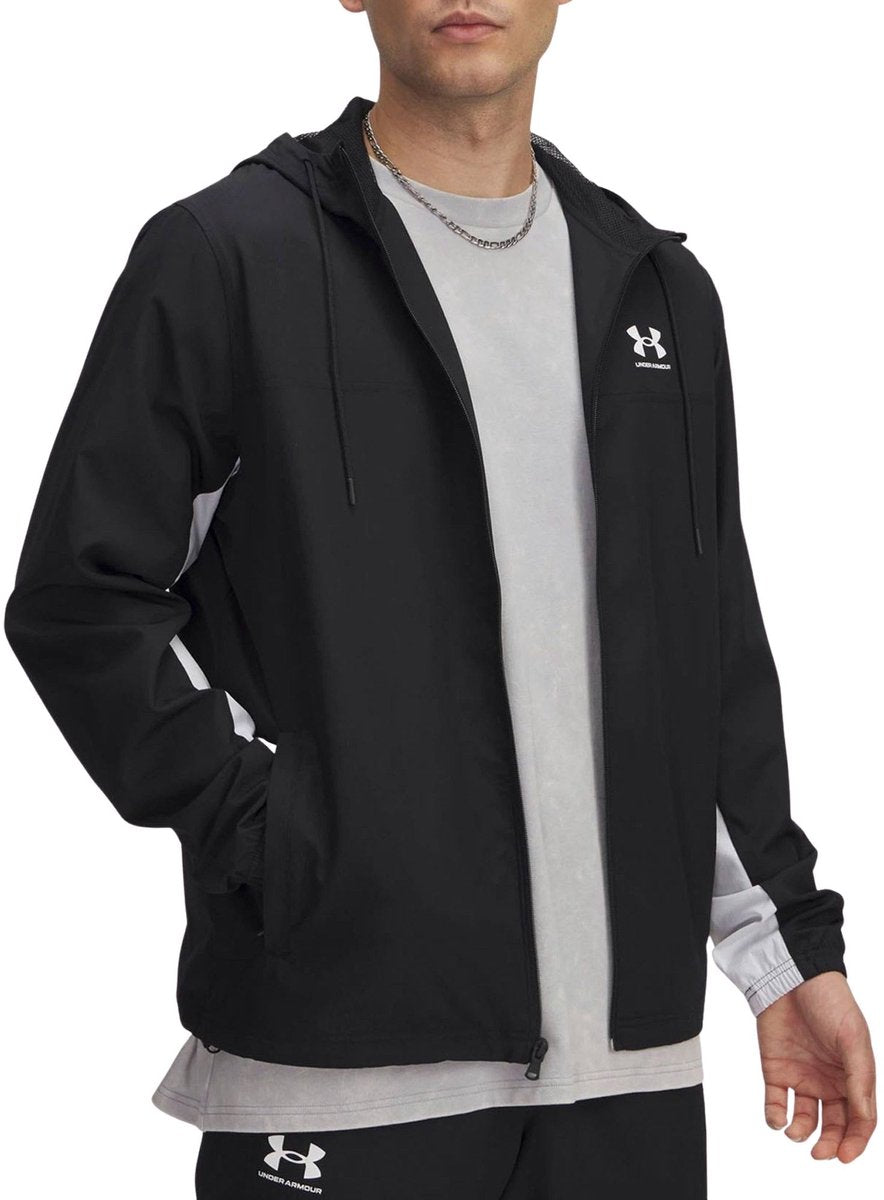 Veste de sport Under Armour UA Rival WVN Coupe-vent-BLK pour hommes - Noir - Blanc