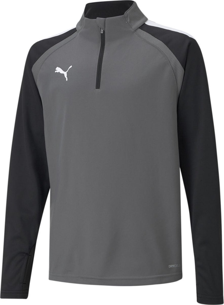 Puma teamliga 1 4 zip top jr chemise de sport unisexe - perle fumée - blanc