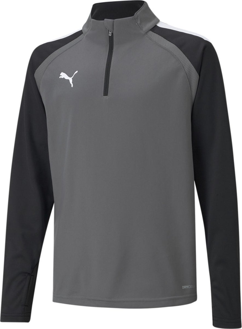 Puma teamliga 1 4 zip top jr chemise de sport unisexe - perle fumée - blanc