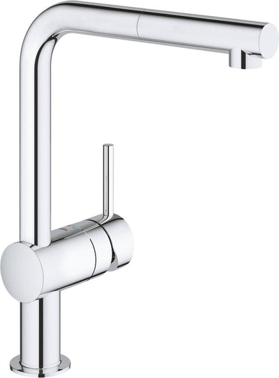 Robinet de cuisine Grohe Minta - bec en L - plage de pivotement 360° - avec douchette extractible - chrome