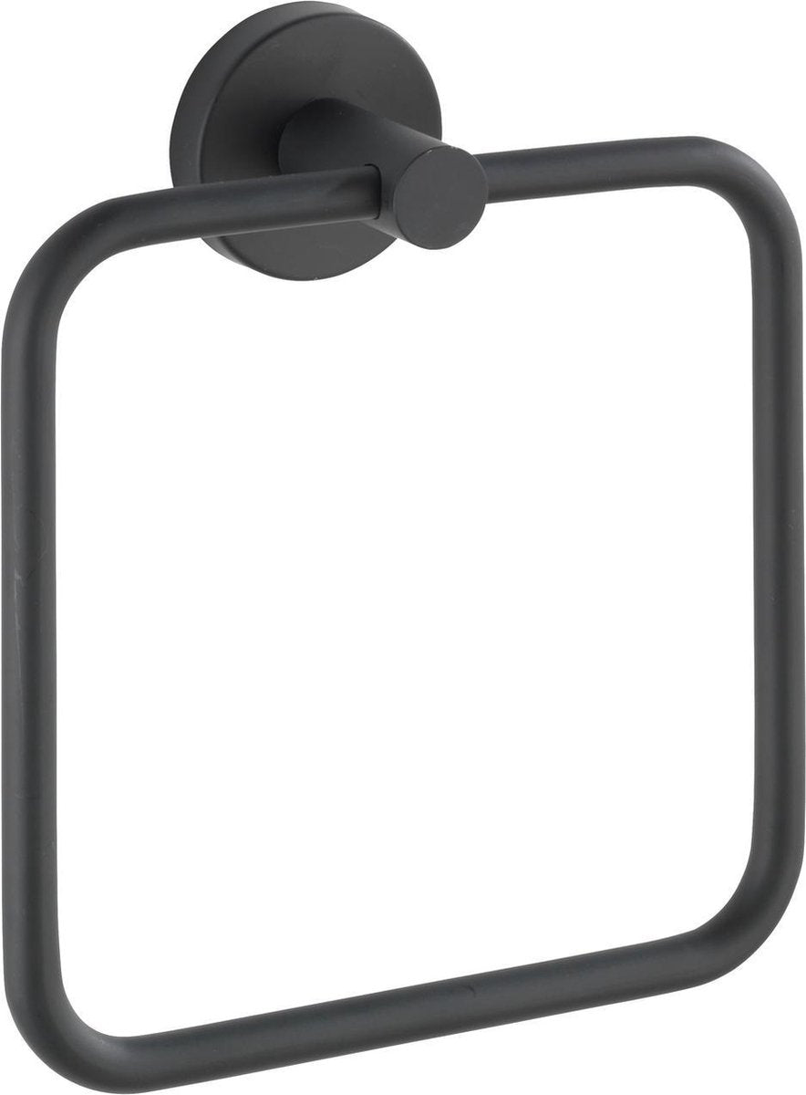 Wenko anneau porte-serviettes bosio acier inoxydable noir mat 16x18cm - porte-serviettes