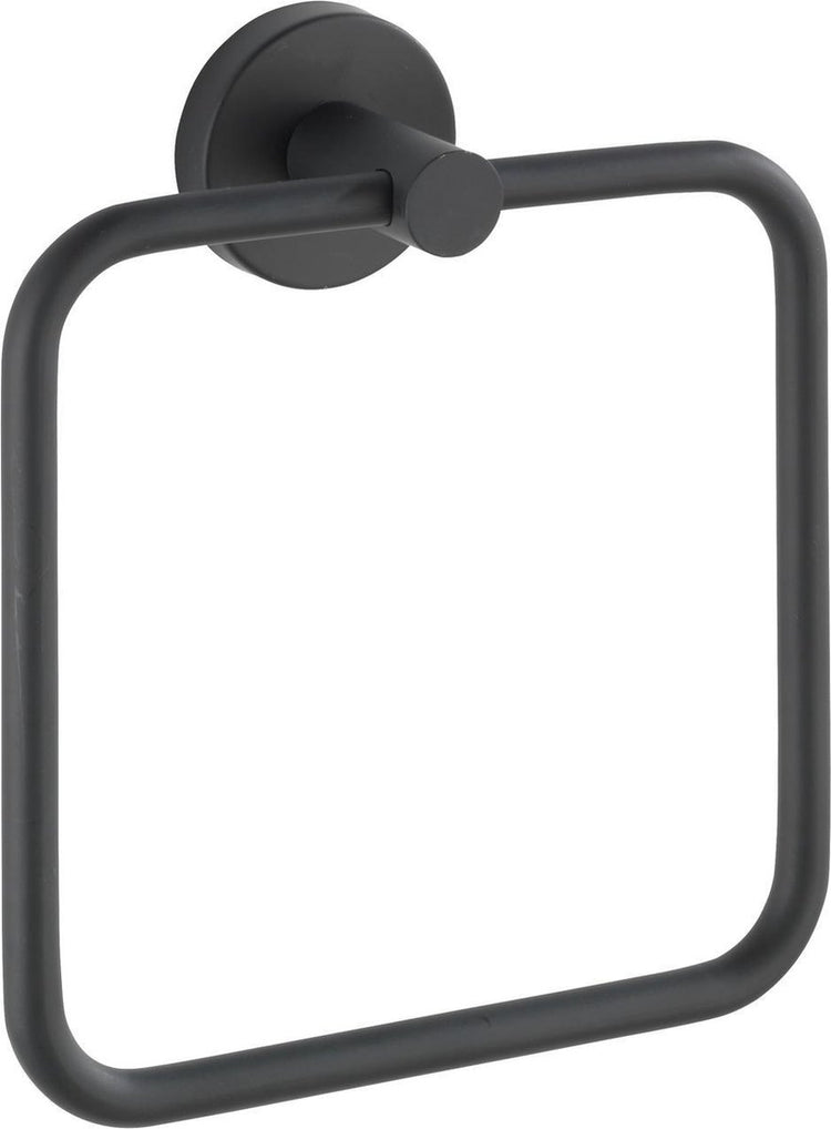 Wenko anneau porte-serviettes bosio acier inoxydable noir mat 16x18cm - porte-serviettes