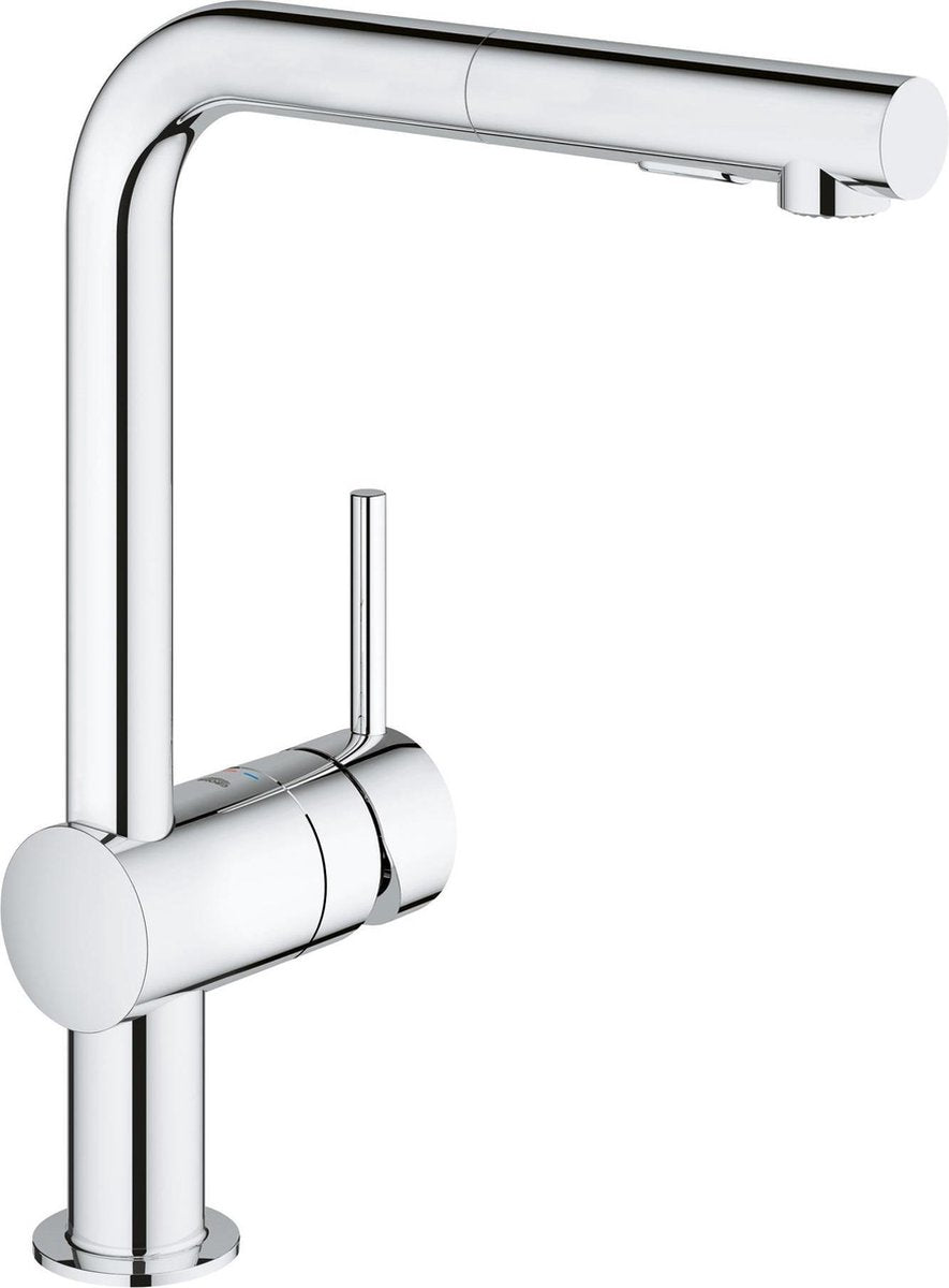 Robinet de cuisine Grohe Minta - bec en L haut pivotant - avec douchette extractible - chrome