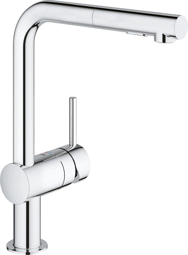 Robinet de cuisine Grohe Minta - bec en L haut pivotant - avec douchette extractible - chrome