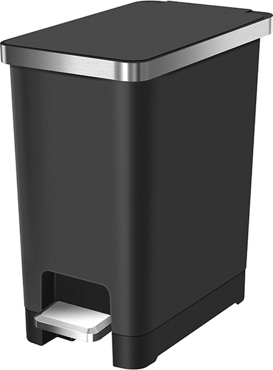 Eko - hana slim 1 poubelle à pédale 10 litres - plastique - noir - poubelle