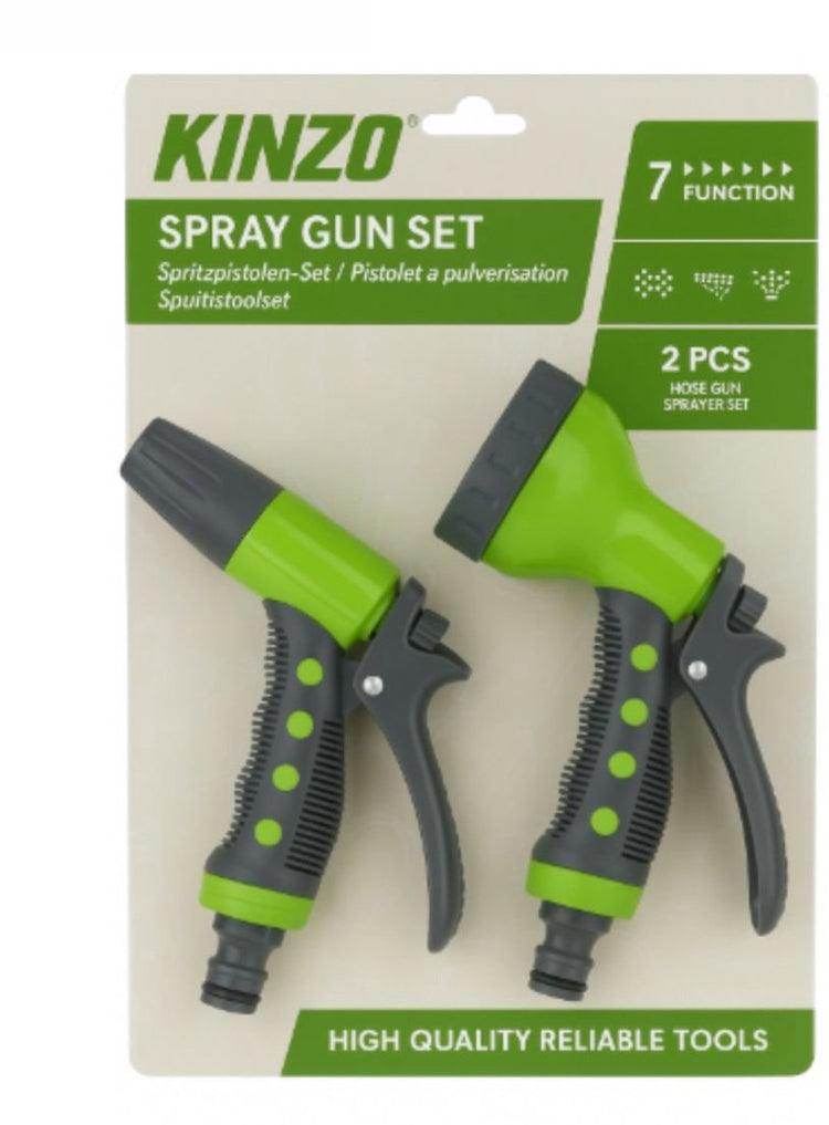 Kinzo Kit de buses de pulvérisation pour tuyau d'arrosage - Pistolet pulvérisateur 2 pièces avec réglages de jet réglables - Buse de pulvérisation pour tuyau d'arrosage avec poignée - Pistolet pulvérisateur pour jardin, voiture ou terrasse