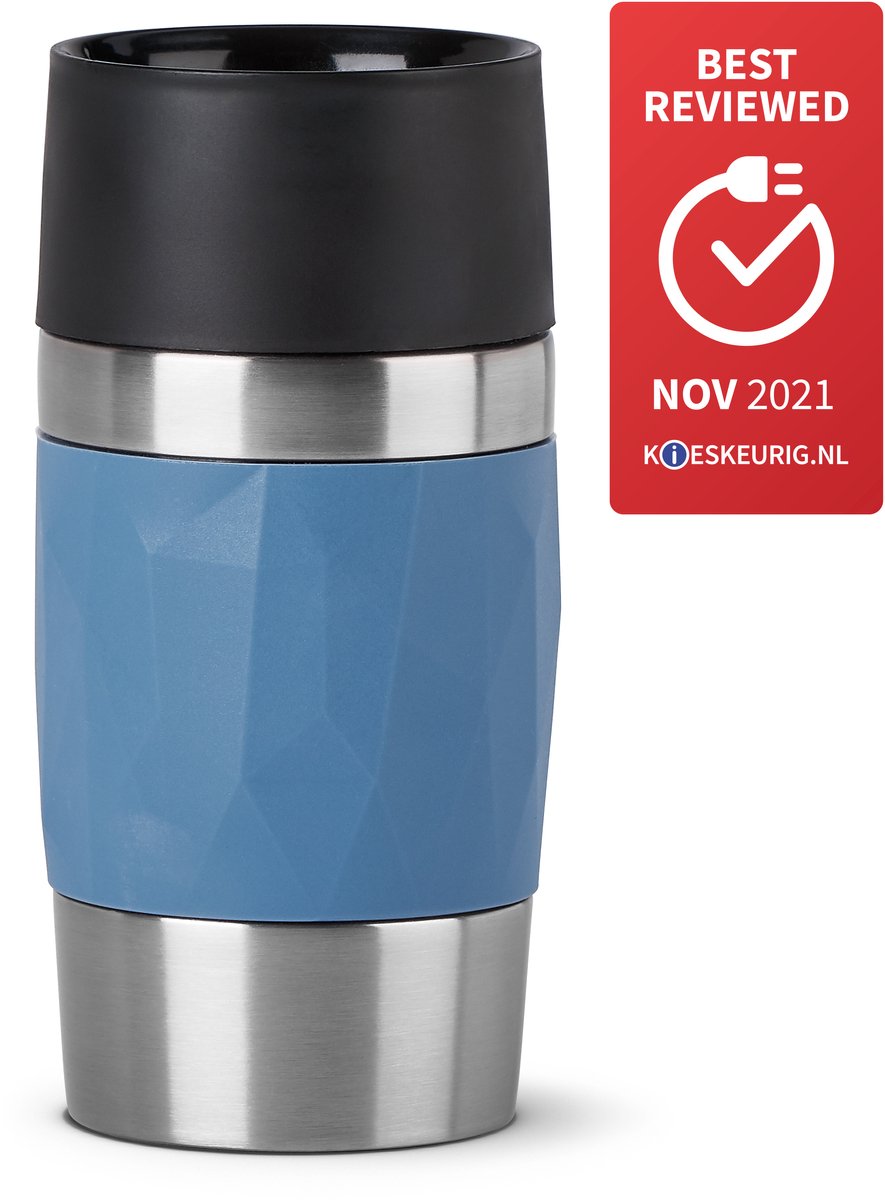 Tefal travel mug compact - bouteille thermos - 0,3l - bleu - étanche - convient aux boissons chaudes et froides