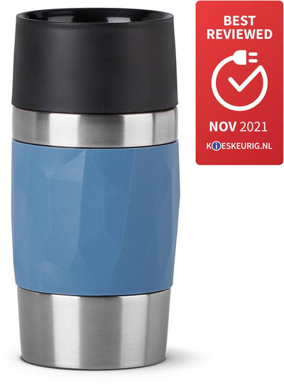 Tefal travel mug compact - bouteille thermos - 0,3l - bleu - étanche - convient aux boissons chaudes et froides