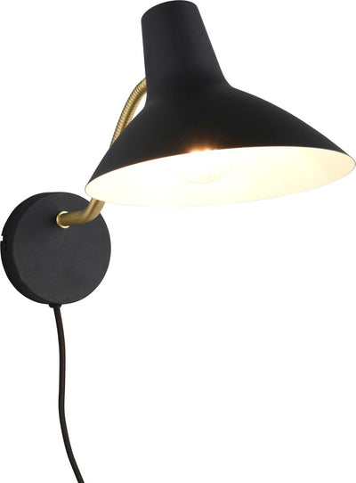 Trio traveler - applique - noir-or - excl. 1x e27 4 w - interrupteur à cordon - flexible - montage mural - flex - connecter