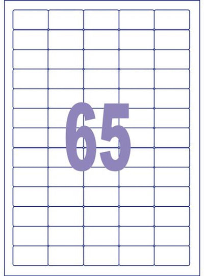 Étiquette Kangaro - copie laser jet d'encre - 38,1x21,2 mm - boîte de 25 feuilles - 65 autocollants par feuille - k-3821-25