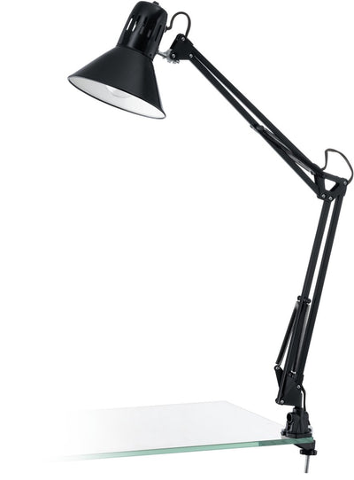 Lampe de table Eglo firmo - lampe à pince - E27 - 73 cm - noir brillant